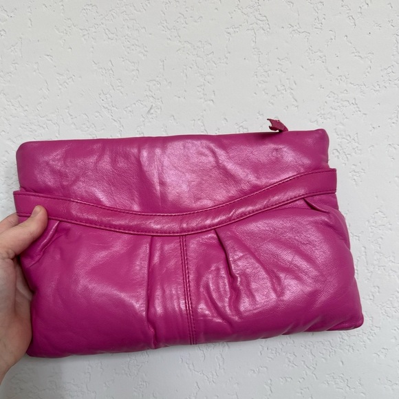 Pink Leather Clutch - Picture 1 of 6